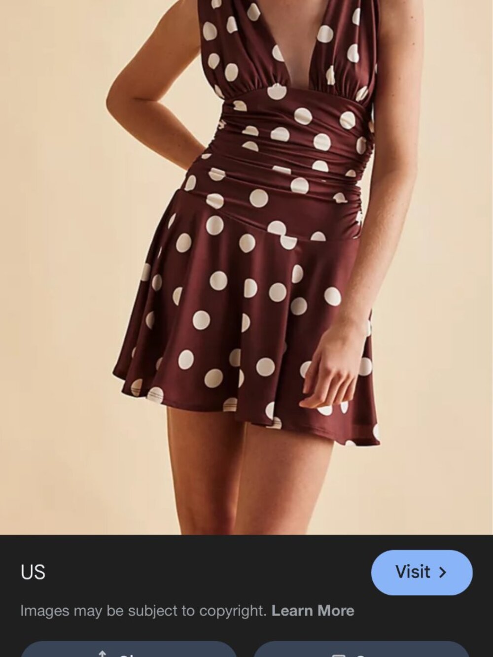 new FREE PEOPLE satin annabelle polka dot mini dress chocolate combo m - Picture 3 of 3